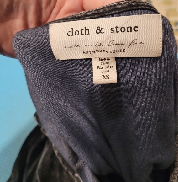 Anthropologie Cloth & Stone Women's Velvet Grey Midi Dress Size X-Small - Picture 5 of 6